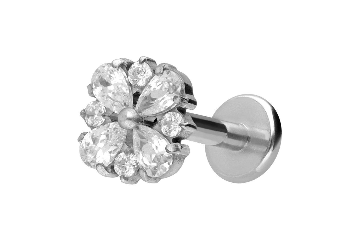 Titan Labret Piercing mit Innengewinde KRISTALLORNAMENT